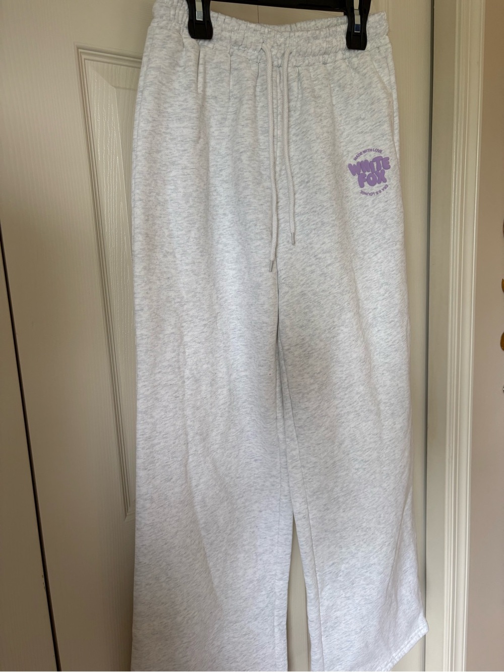 White Fox Boutique Made With Love Wide Leg Sweatpants Grey Marle Size Small